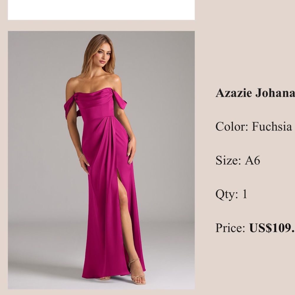 Azazie Fuchsia Off-Shoulder Dress - Picture 4 of 6